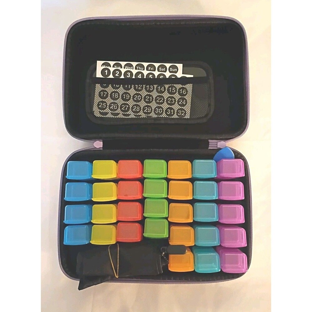Monthly Pill Organizer 3X a Day 31 Day Box w/ Hard Shell Case Cutter Included